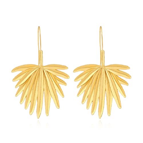 Boucles d'oreilles feuille de cocotier pendantes et hypoallergéniques pour oreilles sensibles