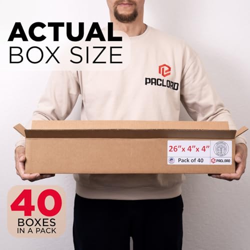 Image of Long Cardboard Boxes 26 inchL x 4 inchW x 4 inchH (Pack of 40) - USA-Made Packing Boxes for Moving, Shipping, or Storage - USPS, UPS, FedEx Approved - Professional Packing Supplies for Moving | USA-Made Packing Boxes for Moving, Shipping, or Storage - USPS, UPS, FedEx Approved - Professional Packing Supplies