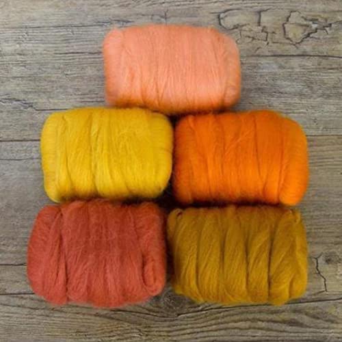 Image of Revolution Fibers | Mixed Merino Wool Variety Pack | Perfect Wool Roving for Spinning, Needle Felting, Wet Felting, Weaving and Crafting (Pumpkin Patch (Orange), 250 Grams)