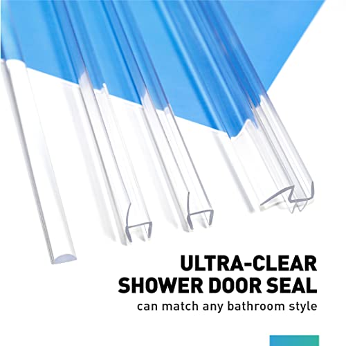 FCSOTSPS Shower Door Seal Set - 4 PCS 3/8\" x 76.5\" Frameless Glass Shower Door Side Seal and Shower Door Bottom Seal Door Sweep for 3/8 Inch Glass - Stop Shower Leaks Create a Water Barrier - Thumbnail 2