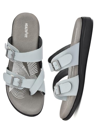 Image of HEALTH FIT EXTRA SOFT Women's Comfortable Memory Foam Doctor Slippers /Flip-Flops|Fashionable Casual & Stylish|Lightweight & Breathable|Outdoor Synthetic Casual Chappals Sandals Ladies & Girls HF30