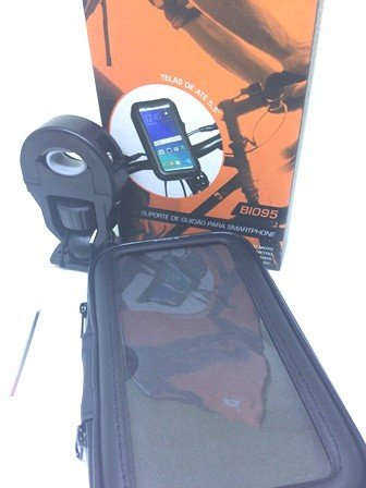 Suporte de Guidão 22 a 35mm para Smartphone de até 5,5 Pol. com Rotação 360 POL e Touch Screen Preto
