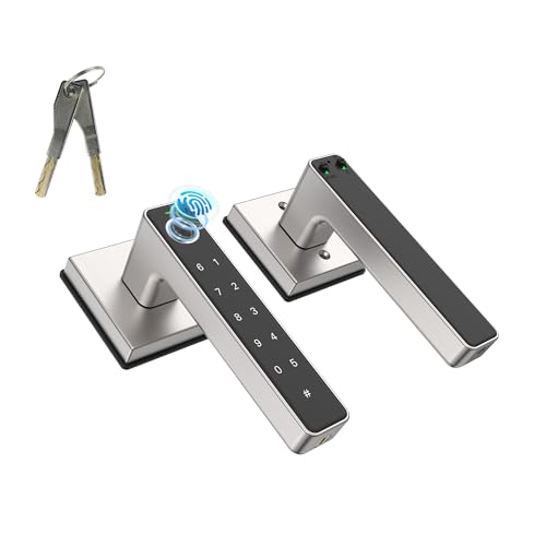 TenixLox Cerradura de manija de puerta con huellas dactilares, cerradura biométrica de puerta con código de teclado y llave, adecuada para el hogar, hotel, oficina, apartamento