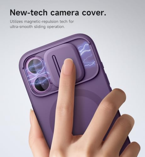 Image of SURITCH for iPhone 17 Case with Camera Control Cover, Camera Slide Cover and Adjustable Kickstand, Compatible with MagSafe, Shockproof Bumper Protective Cases 6.3 Inch, Dark Purple