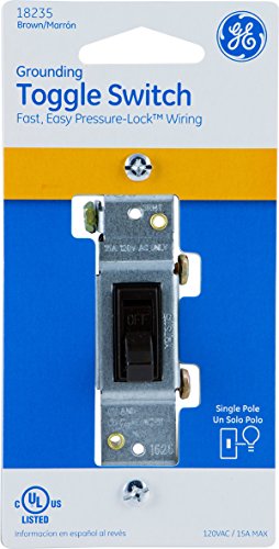 Ge 18235 Grounding Single Pole Toggle Switch With Fast Easy Pressure-Lock Wiring, Brown #TOP2