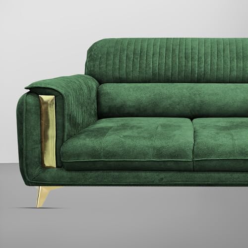 Image of Casaliving Gelio 3 Seater Sofa Set for Living Room (Green Colour) Premium Fabric Sofa