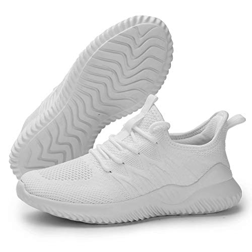 Image of Womens Ladies Walking Running Shoes Slip On Lightweight Casual Tennis Sneakers Girls Kids Zapatos de Mujer White