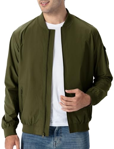 Image of TBMPOY Men's Windproof Bomber Jackets Lightweight Track Jackets Windbreaker Outdoor Golf Fashion Coat