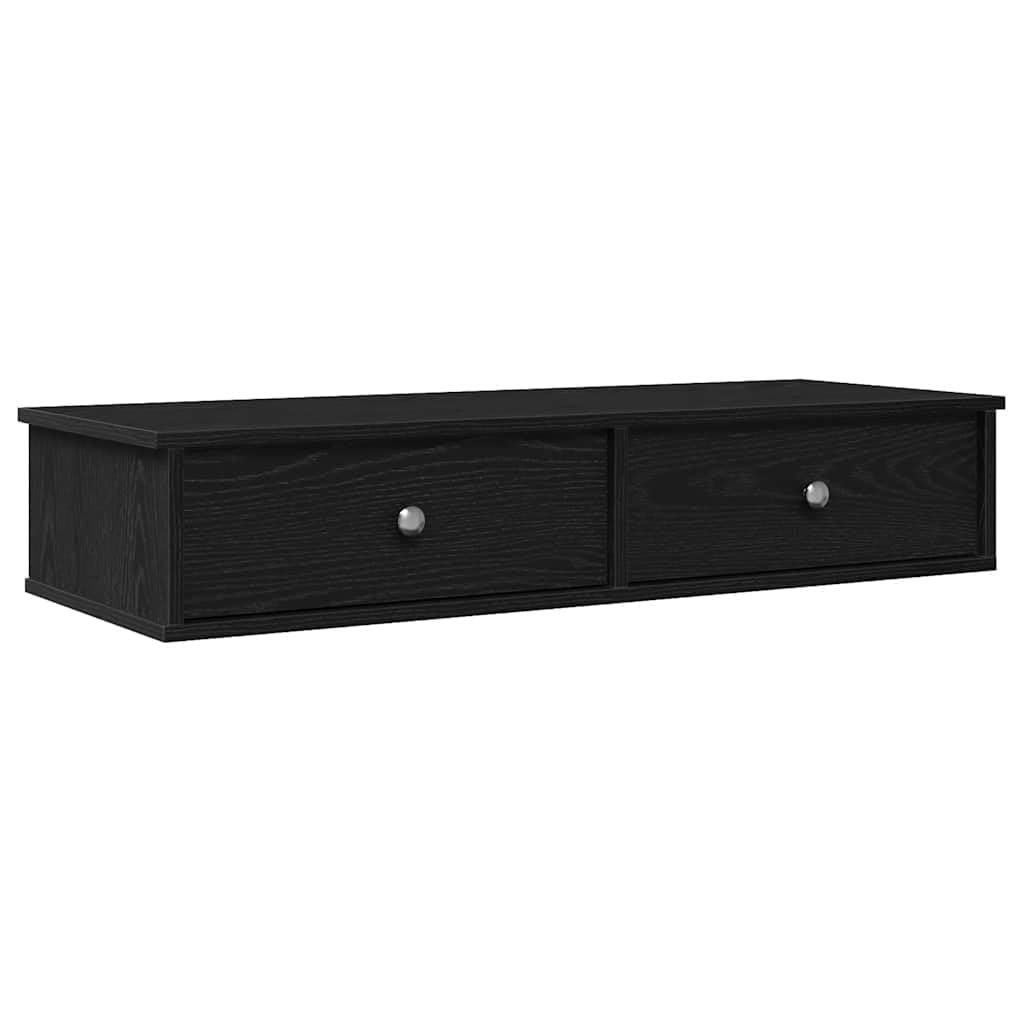 Generisch Wandregal mit Schubladen Schwarz 100x37,5x19 cm Holzwerkstoff,Möbel,Regalsysteme,Wandregale-859960