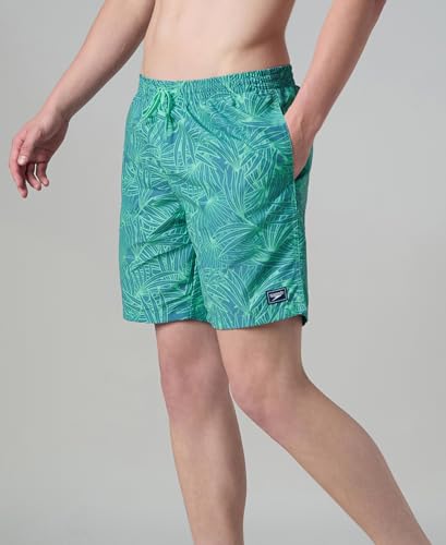 Image of Speedo Men's 4 Way Flex Essential Printed Watershorts with Side Pockets | Water Repellent | Internal Drawcord | Wide Waistband Swimming Trunks