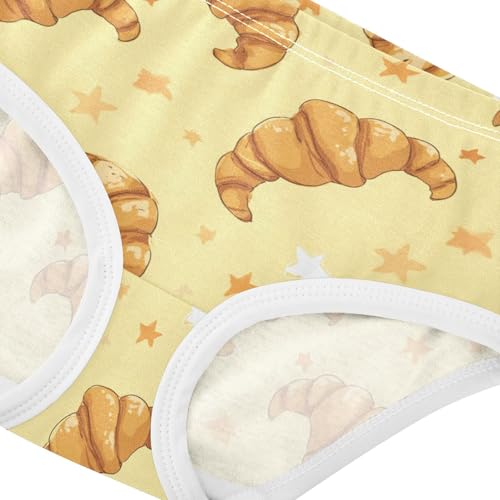 Wusikd Cute Croissant Girls' Underwear Cotton Yellow Girls Briefs Soft Toddler Underwear 2T3