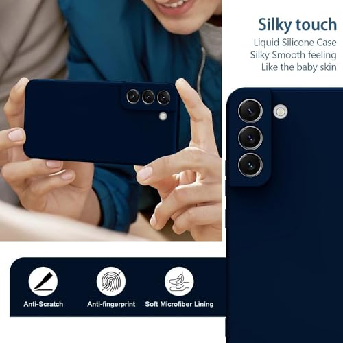 Image of Back Cover for Samsung Galaxy S22 5G | Full Camera Protection | Premium Liquid Silicon Case | Flexible Bumper Case for Samsung Galaxy S22 5G (Dark Blue)