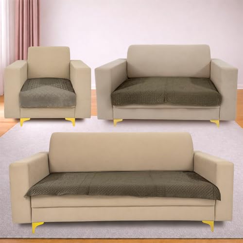 Image of Homerz Premium Petal Charm Sofa Cover | Embossed Floral Pattern | Soft Touch, Anti-Dust & Easy Wash Fabric Cloth, Washable and Durable (Brown, 6(3+2+1) Seater, Only Seat Cover)