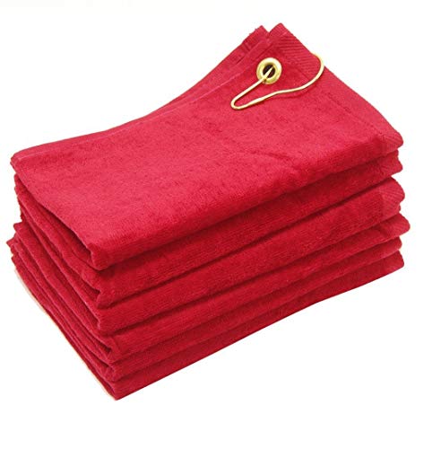 Shopinusa Set Of 12, Terry Velour Golf Towels Corner Grommet & Hook, 11X18 Fingertip Towels, 100% Cotton Sport Towels (12, Red) #TOP11