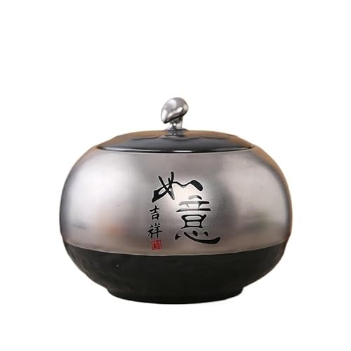 CUISGOR Scatola da tè Tea Caddy Ceramic Storage Caddy Silver Plated Tea Caddy Household Moisture Proof Chinese Pu'er Red Green White Tea Contenitore per Il tè