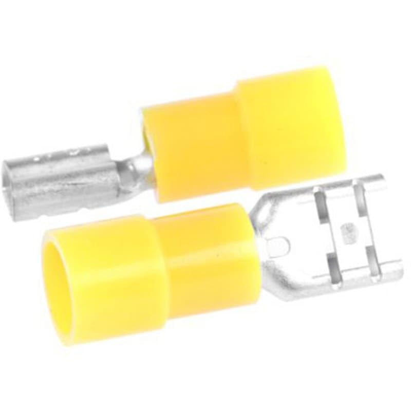 Crimp Receptacle 12-10 AWG Insulated Polycarbonate 0.25 x 0.03 Tab Yellow, Pack of 100, MFR: 6139930