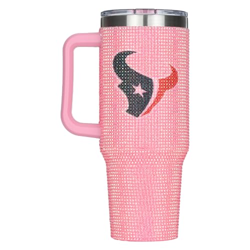Image of The Memory Company Officially Licensed 40oz Pink Bling Game Day Tumbler, Houston Texans