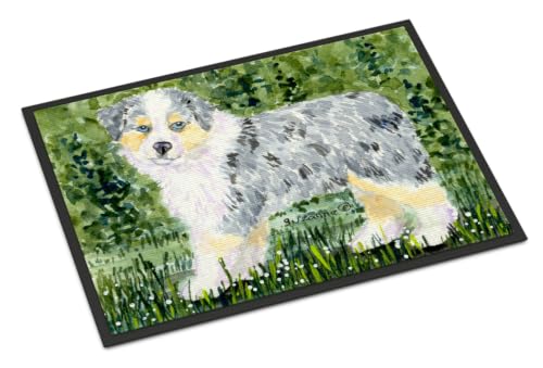 Caroline's Treasures SS8846MAT Australian Shepherd Doormat 18x27 Front Door Mat Indoor Outdoor Rugs for Entryway, Non Slip Washable Low Pile, 18H X 27W