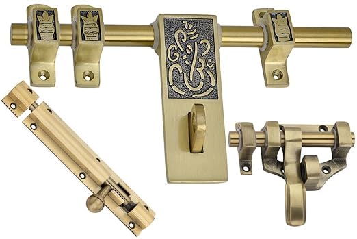 GAIYERA Door Fitting Aldrops for Main Gate | Main Door | Kitchen | Bathroom | Office | Door Fitting Accessories Electroplated Lacquered Finish-16MM-10 Inch (Ganapati-Combo)-image-15