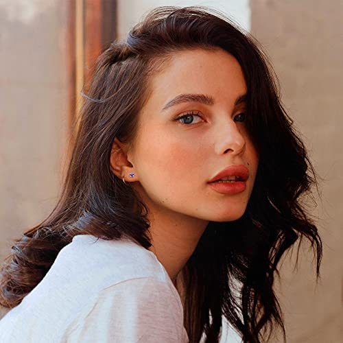 Fansilver 12Pairs 20G Hypoallergenic Stud Earrings For Women Men Stud Flatback Ear Piercing Birthstone Earrings Set, 4Mm #TOP3