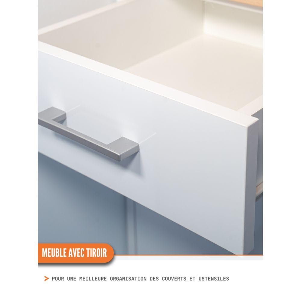 Cuisineandcie - Rangement Cuisine Equipee Complete ECO Blanc Brillant 240 cm - Set de 7 Meubles