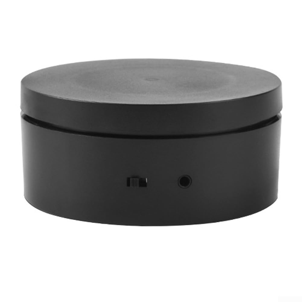 Electric Turntable Display Stand for Rotating Product Showcase, Adjustable Speed Self-Rotating Table for Jewelry and Retail Displays, 10x10x4.5cm and 14x14x4.5cm, White/Black(B)