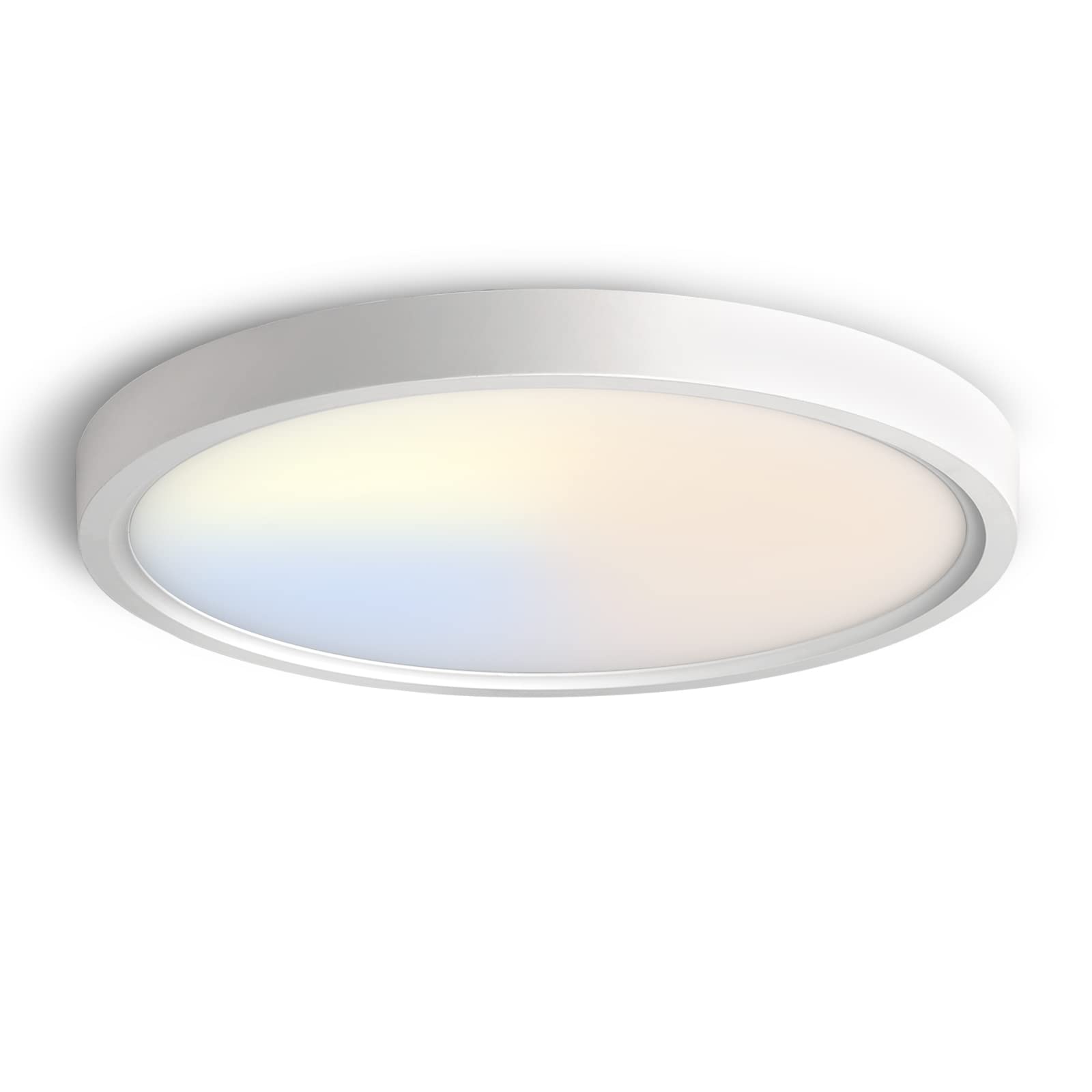 15.8Inch LED Flush Mount Ceiling Light,Round Led Light 3in1, Ultra Thin 3CCT Dimmable 3000K-5000K Selectable,24W 150W Eqv, IP44, Ceiling Light Fixture for Kitchen, Bedroom, Stairwell, Hallway