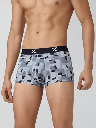 Image of XYXX Men's Shuffle Micromodal Regular Fit Printed Antimicrobial Trunks with No Marks Waistband (Pack of 3)