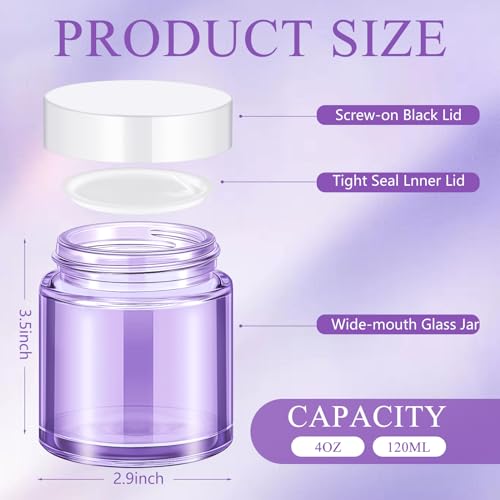 Image of Norme 24 Pcs 4 oz Glass Jars with Lids Cosmetic Jars, Light Purple