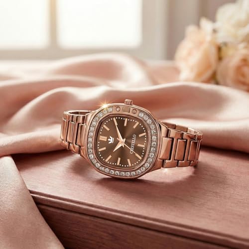 Image of CRESTELLO Brown /Rose Gold /Silver Plated Bracelet Analog Wrist Watch for Women (Brown /Rose Gold /Silver Dial) | 1 Year Warranty* | CR-JWL362-PT