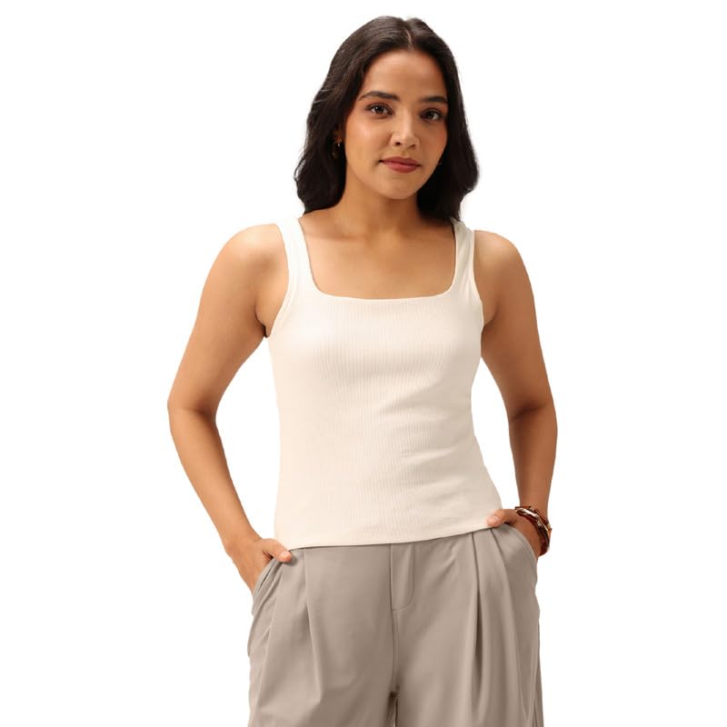 BlissClub Womens Blissentials Square Neck Bra Top, in-Built Bra Support, Soft-Handfeel, Crop-Fit, Everyday Comfort Tank-image-47