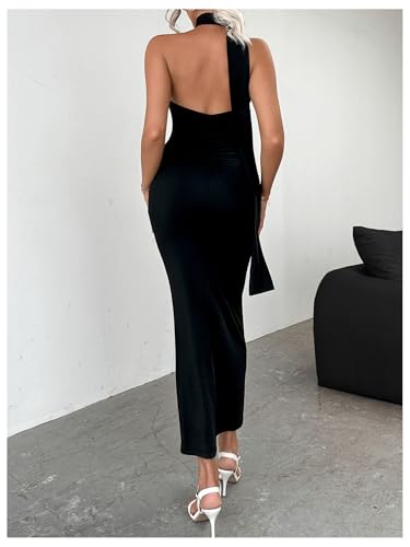 Floerns Women's Halter Neck Sleeveless Backless Bodycon Dress Cocktail Party Maxi Dresses2