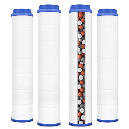 Luxsego Shower Head Filters for Skin Care Shower Head, 4 PCS PP-Cotton Filter Cartridge with Replacement Mineral Filter Beads(1oz), Ideal for Hydro Jet Filtered Showerhead Purify Hard Water