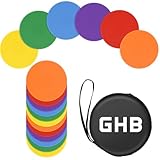 GHB 4 inch Poly Spot Markers Agility Dot for Gym/PE Training, Dance,12 Pcs Round Multiple Color Size Rubber Non-Slip Spot Marker for Games, Floor Dots and Sport Activities