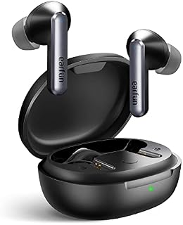 EarFun Air S Noise Cancelling Wireless Earbuds, Qualcomm® aptX, 4 Mics CVC 8.0 Clear Call, Multipoint Connection, Wireless Charging, 10mm Wool Composite Drivers, App with Custom EQ, Game Mode