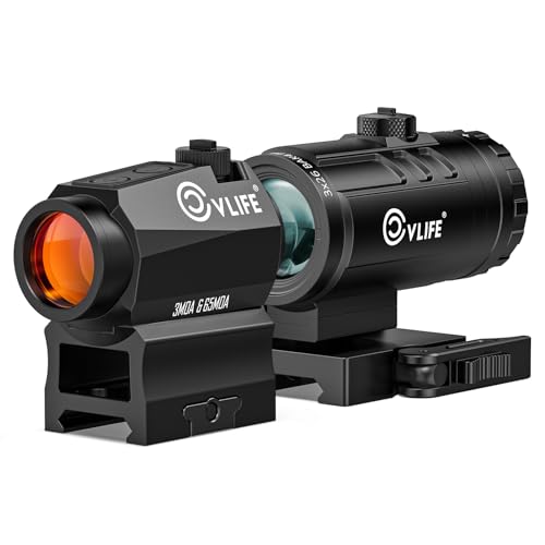 CVLIFE 3 MOA Dot & 65 MOA Circle Red Dot and 3X Magnifier Combo Kit, Motion Awake Compact Red Dot Optic Magnifier Combo with Quick Release Flip to Side Mount for 21MM Picatinny, Absolute Co-Witness