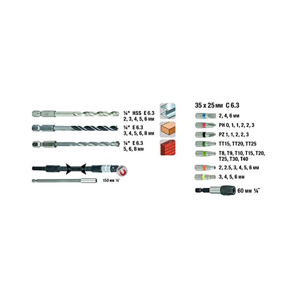 kwb Max-Box 67-tlg. Bohrer- und Bit-Set, bestehend aus Bits, Bohrern, Langbits, Stecknüssen, Stein-Bohrer & Holz-Bohrer in einem stabilen Metall-Koffer – Bild 6