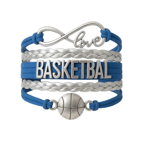 Infinity Collection Basketball Bracelet- Basketball Jewelry, Gift, Blue and Silver Charm Bracelet, Accessories, Gifts for Players and Teams