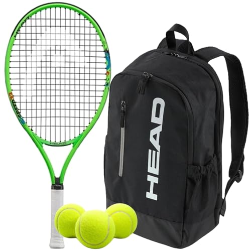 Head Speed 23 Inch Junior Tennis Racquet Bundled w a Black Base Bag or Backpack and Tennis Balls – Optional Accessories