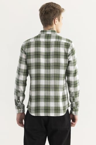 Image of SNITCH Men's Cotton Fitted Plaiderie Check Shirt