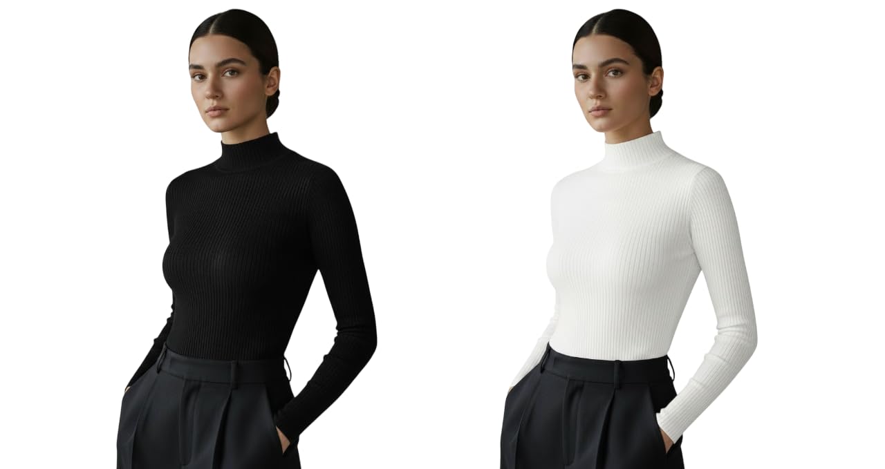 srisaras Women’s Classic Ribbed Turtleneck Sweater – Soft Cotton-Blend, Slim Fit Winter Pullover, Long Sleeves & Classic Design, Ideal for Layering & Winter Outfits-picture-12