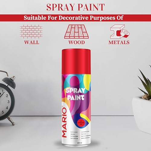 Image of Mario Spray Paint - 1001 Fluorescent Red (400ml) | Neon Red Spray Paint for Bikes, Sign Boards & High Visibility Use