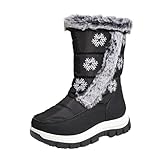 5.5-6 Years Baby Boy and Girls Snow Boots Fashion Side Zipper Plush Sherpa Lined Non-slip Mid-Calf Combat Booties