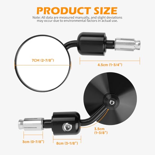 Image of Motorcycle Side Mirrors Round 7 /8 inch Handle Bar End Compatible With Street Bike Cafe Racer Sports bikes Chopper Cruiser Sport FZ8 FZ-07 09