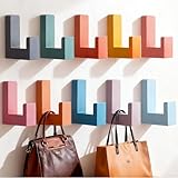10 Pack Colorful Coat Wall Hooks Cute Kids Backpack Adhesive Hooks Wooden Coat Rack Wall Mount Hippie Color Hook for School Office Hanging Bags Posters Key Towels Entryways Bathrooms Door Decor