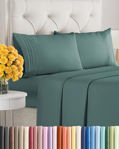 Image of King Size 4 Piece Sheet Set - Ultra Soft & Cooling Bed Sheets - Dusty Teal