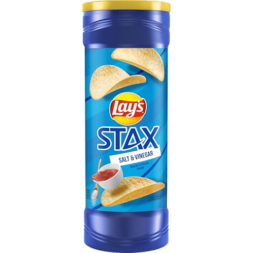 Lay’s Stax Potato Crisps Chips, Salt & Vinegar, Gluten Free, 5.5 Oz Canister Pack