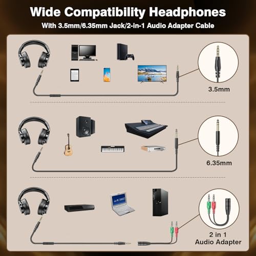 Image of New Bee Studio Headphones, Wired Headphones with 50mm Drivers, Professional DJ Headphones for Recording Mixing Podcast Guitar Piano, 210g Ultra-Lightweight Design, 3.5 /6.35mm Jack