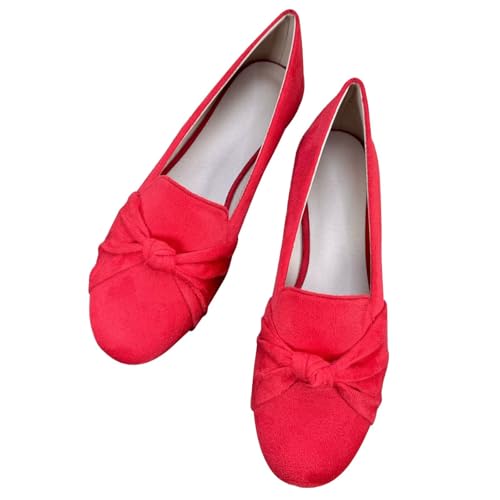 SAILING LU Women's Bow-Knot Round Toe Ballet Flats Bride Dress Shoes Office Work Shoes for Women Comfortable Slip-On Loafers