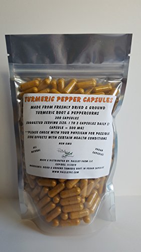 Ground Turmeric Root Powder w/Ground Peppercorn Capsules (300) - Non GMO - Combo Packs Available! (Turmeric)